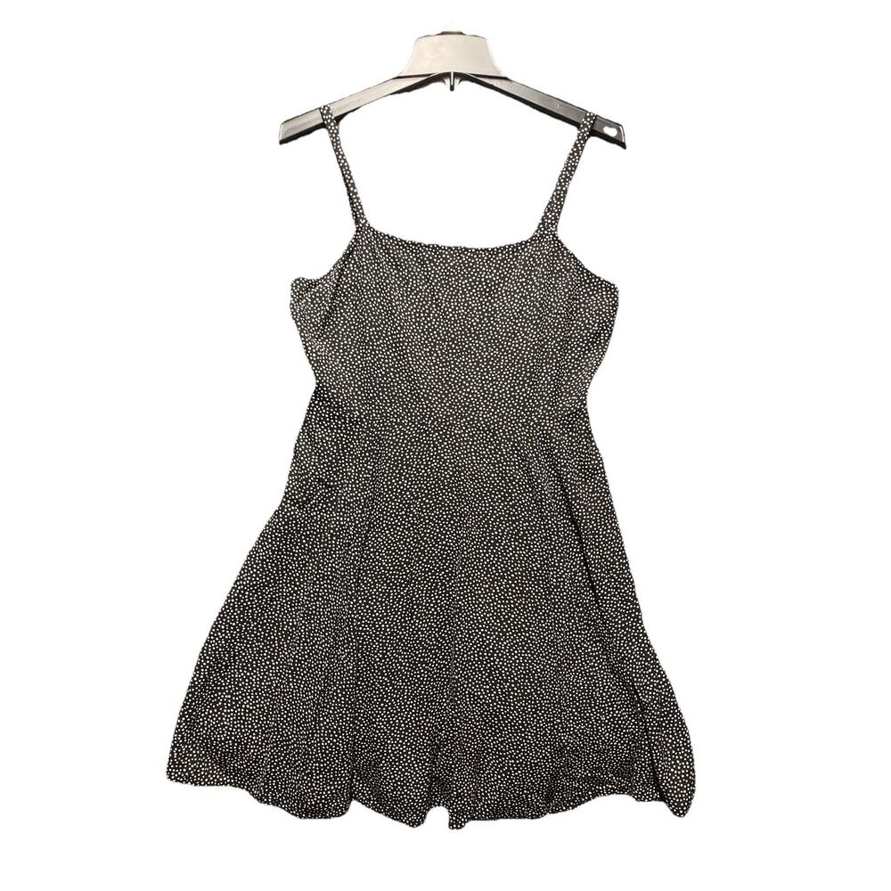 GAP Black White Polka Dot Sundress Seersucker Stretch Back Cami Slip Skater M